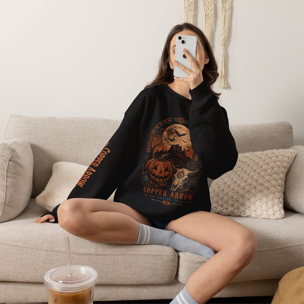 Halloween Pumpkin Moon Crewneck Sweatshirt