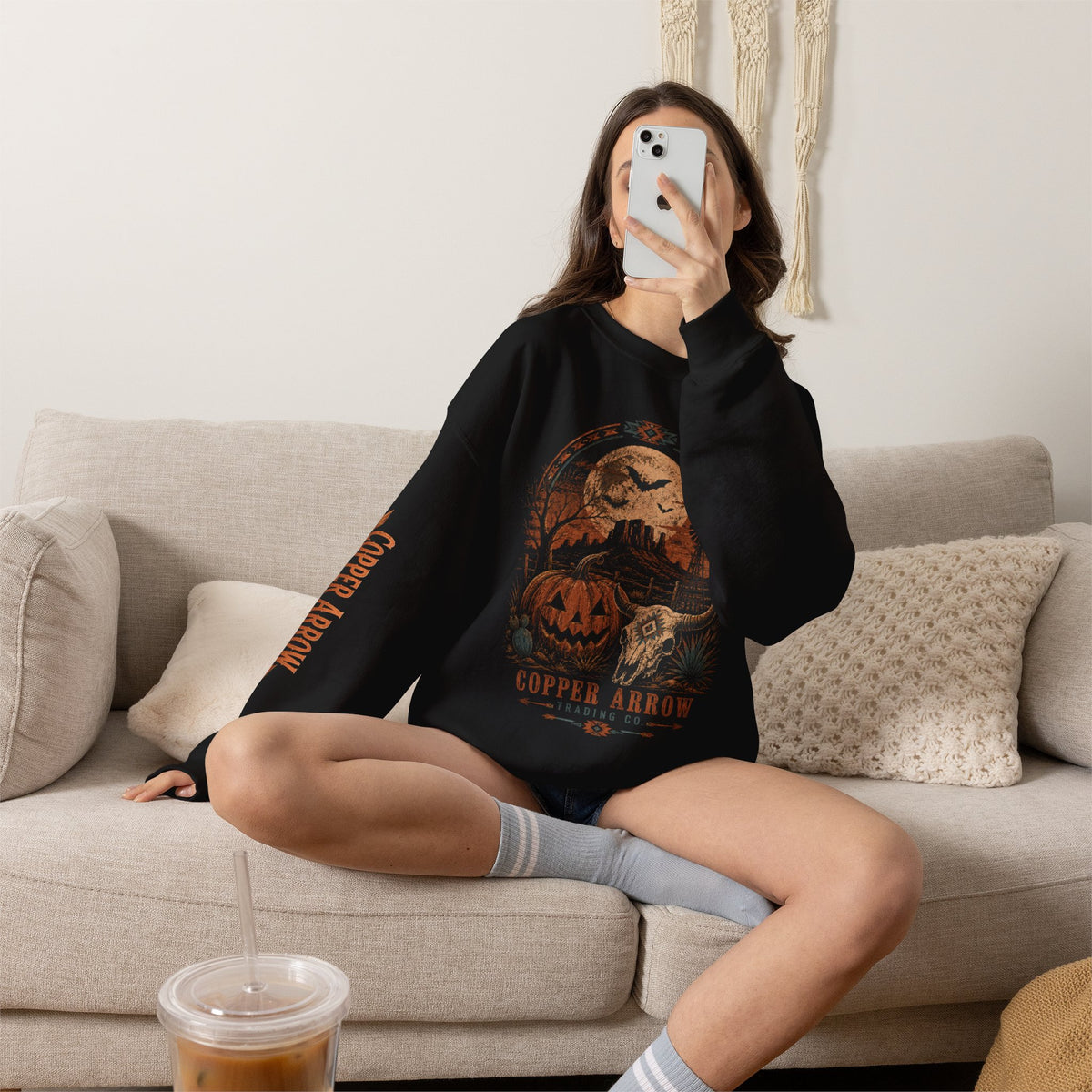 Halloween Pumpkin Moon Crewneck Sweatshirt