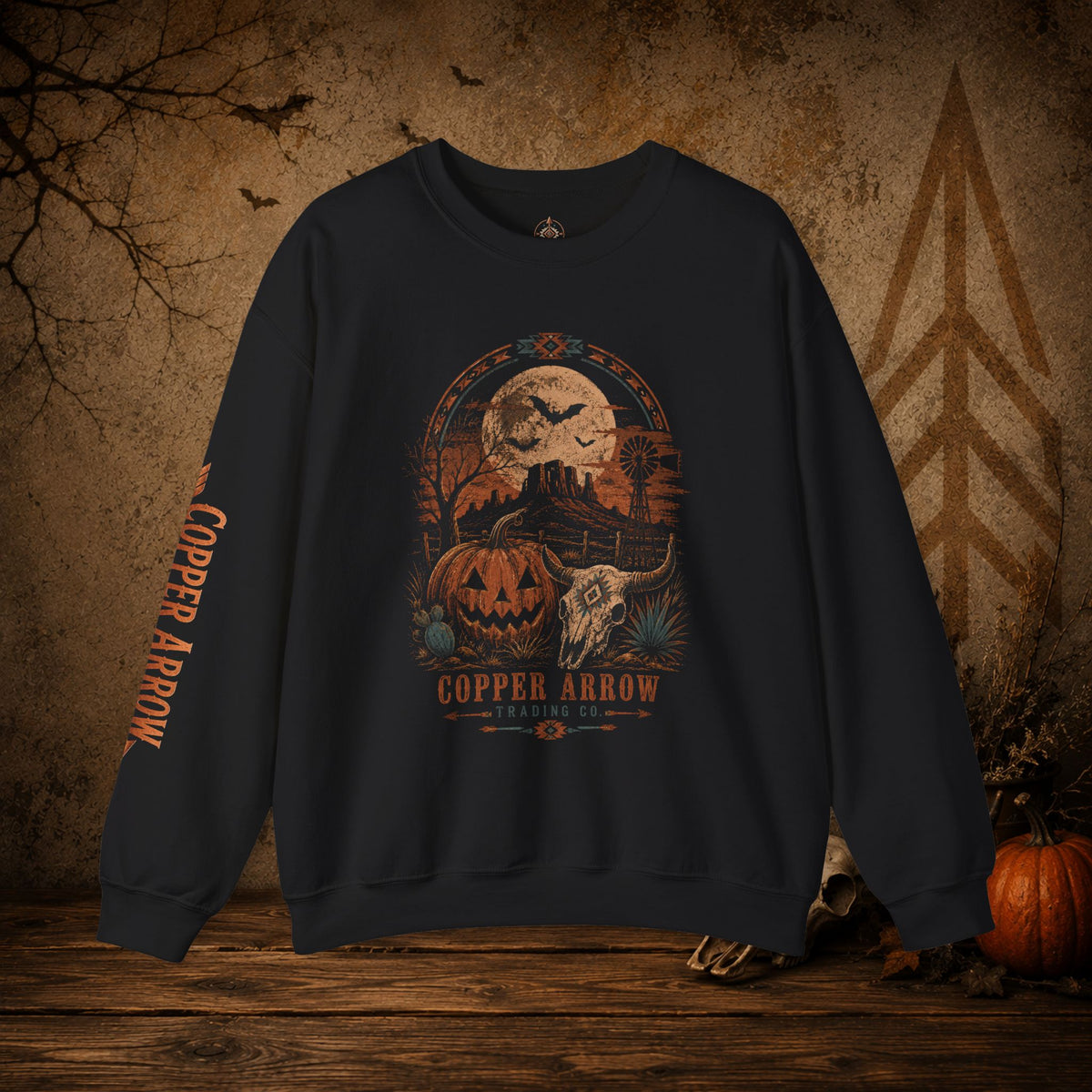 Halloween Pumpkin Moon Crewneck Sweatshirt